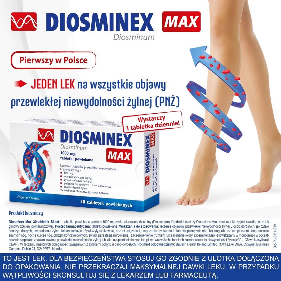 Diosminex Max 1000 mg, 30 compresse rivestite con film