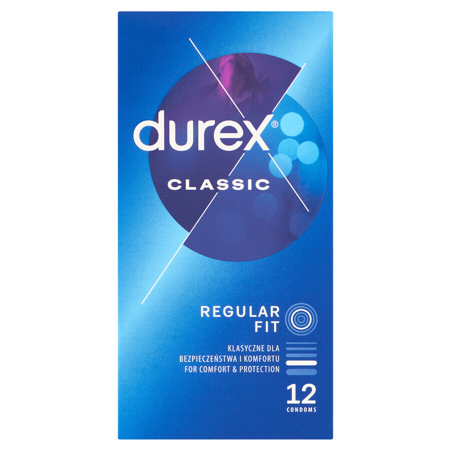 Durex Classic, prezervative clasice netede, 12 bucăți