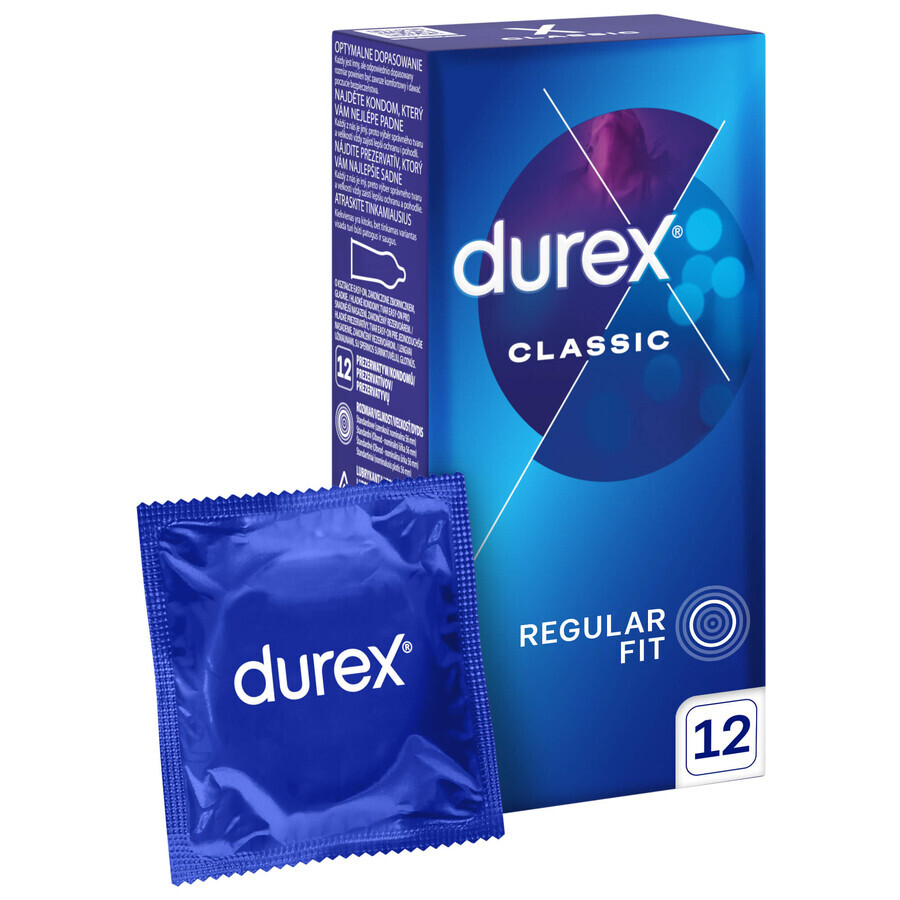 Durex Classic, prezervative clasice netede, 12 bucăți