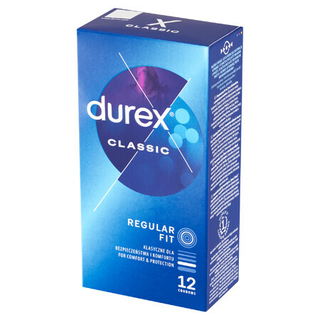 Durex Classic, prezervative clasice netede, 12 bucăți