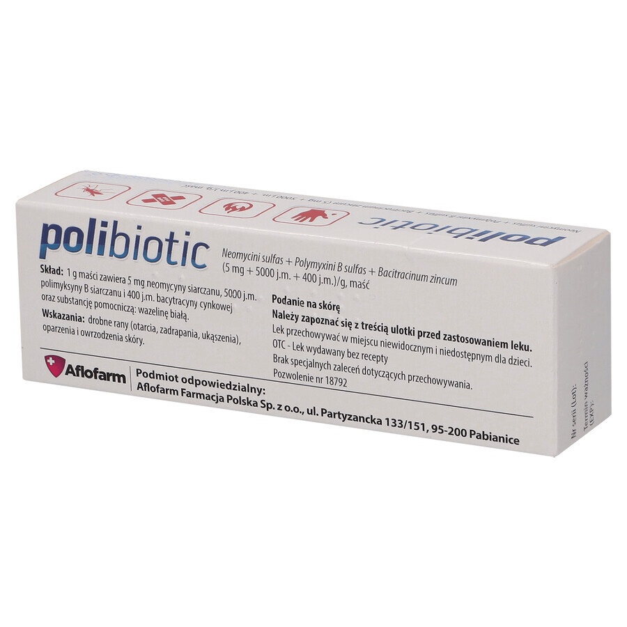 Polibiotic (5 mg + 5000 UI + 400 UI)/g, unguento, 15 g