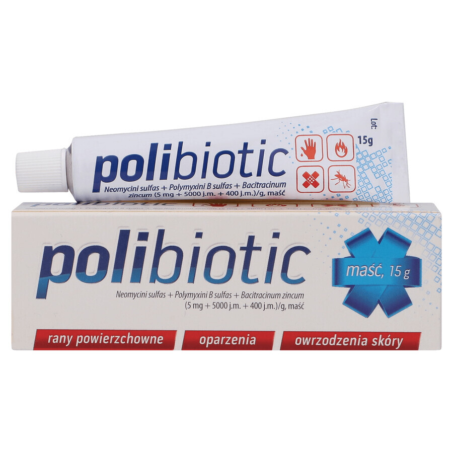 Polibiotic (5 mg + 5000 UI + 400 UI)/g, unguento, 15 g