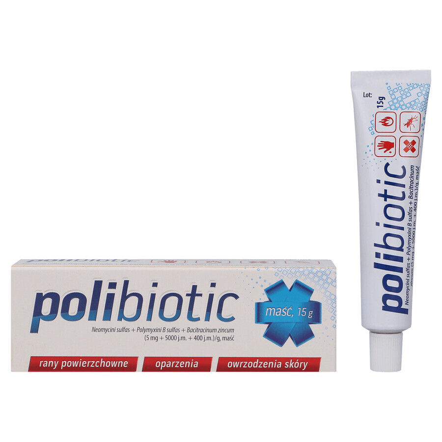 Polibiotic (5 mg + 5000 UI + 400 UI)/g, unguento, 15 g