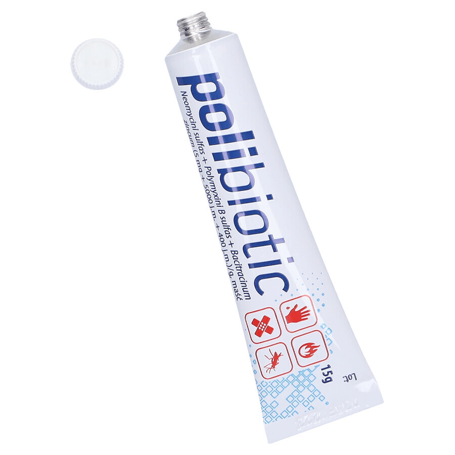 Polibiotic (5 mg + 5000 UI + 400 UI)/g, unguento, 15 g