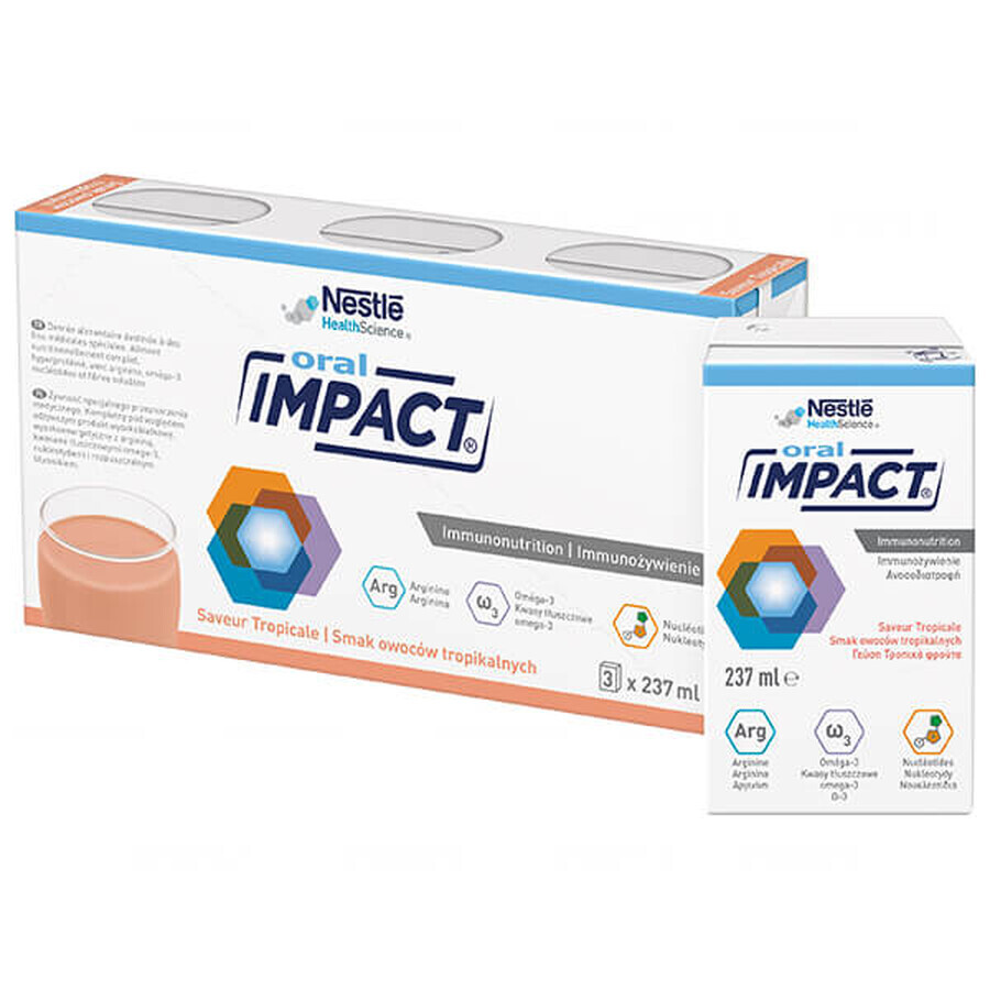 Impact Oral, preparat nutritiv, aromă de fructe tropicale, 3 x 237 ml