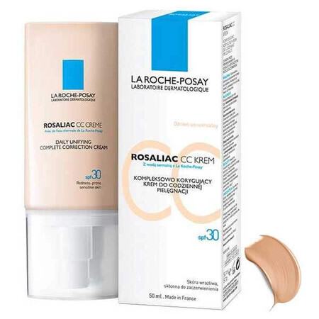 La Roche-Posay Rosaliac CC, crème de soin quotidienne corrective complexe, peaux sensibles, teinte universelle, SPF 30, 50 ml