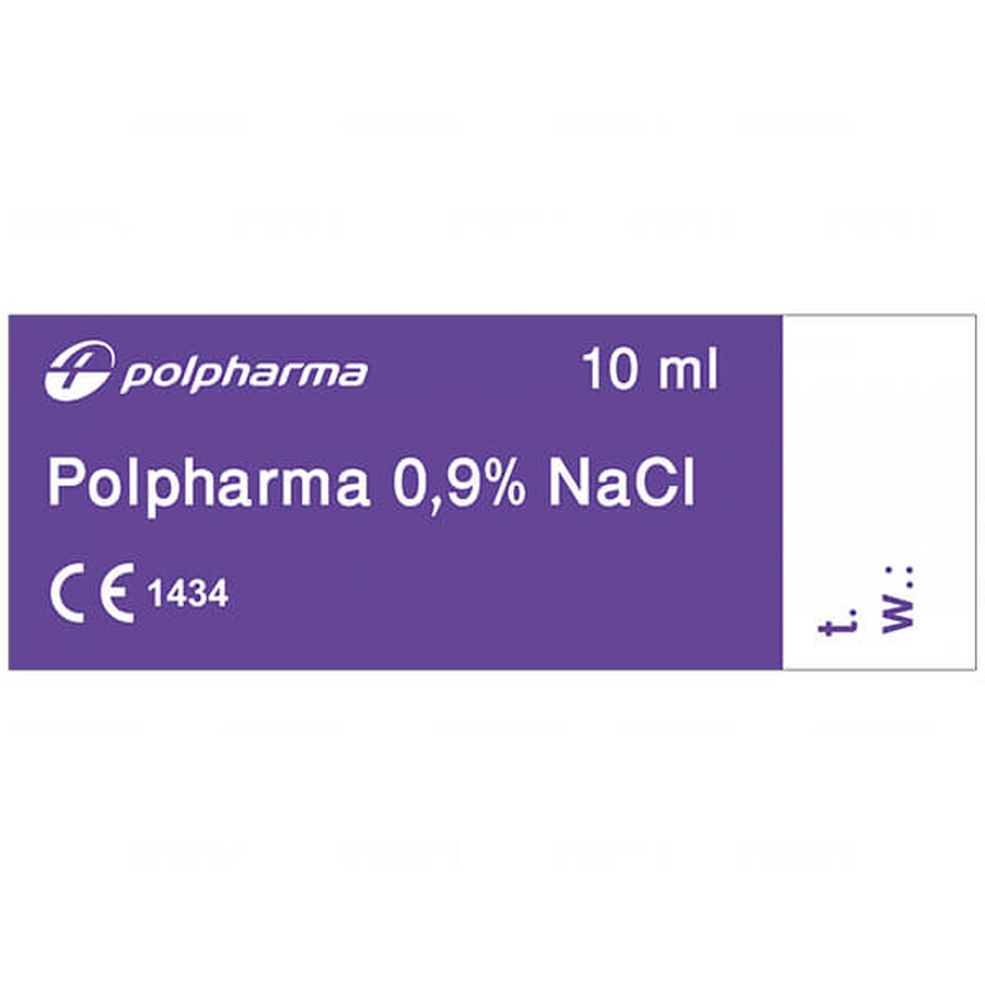 Polpharma 0,9% NaCl, soluție de clorură de sodiu, 10 ml x 100 fiole