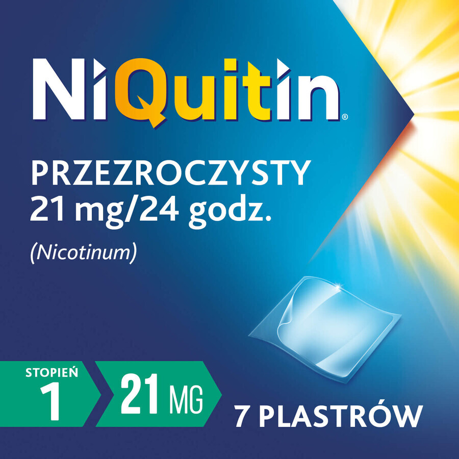 NiQuitin Transparent 21 mg/24 h, système transdermique, patch, 7 pièces