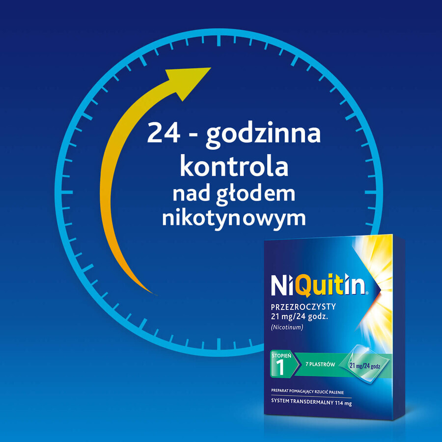 NiQuitin Transparent 21 mg/24 h, système transdermique, patch, 7 pièces