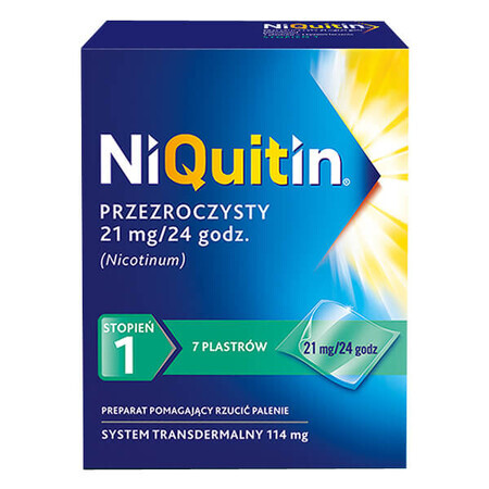 NiQuitin Transparent 21 mg/24 h, système transdermique, patch, 7 pièces