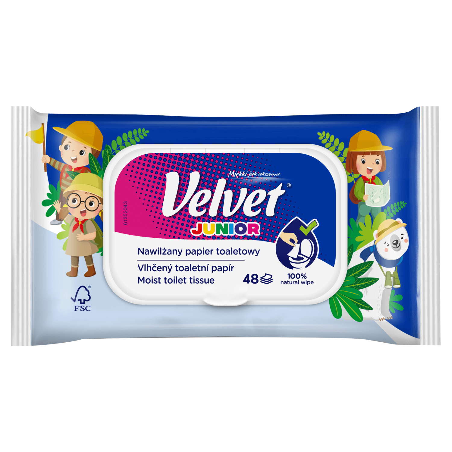 Velvet Junior, hârtie igienică umezită, cu clip, 42 bucăți