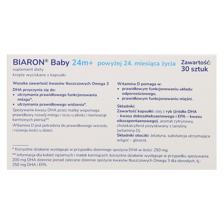 Biaron Baby 24m+, pour les enfants de plus de 2 ans, 30 capsules détachables