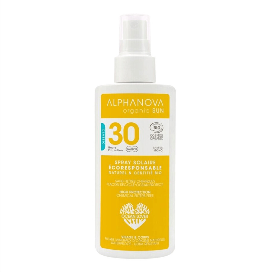 Alphanova Sun Bio, Sonnenschutzspray, hypoallergen, SPF 30, 125 g