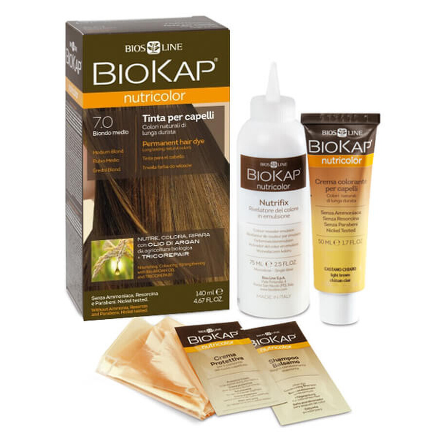 Biokap Nutricolor, Haarfarbe, 7.0 Mittelblond, 140 ml