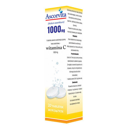 Ascorvita 1000 mg, 20 comprimate efervescente