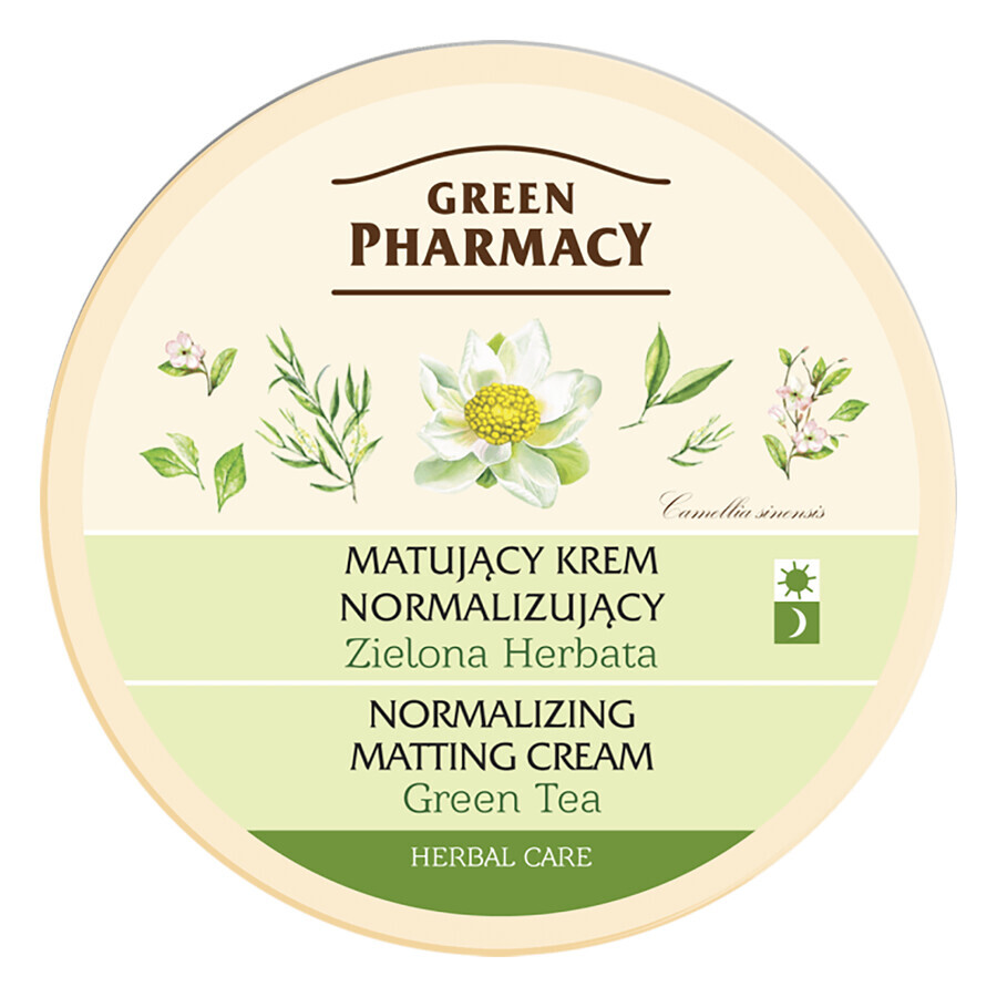 Green Pharmacy, cremă matifiantă și normalizantă, cu ceai verde, 150 ml