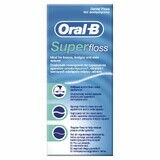 Oral-B Super Floss, ață dentară pentru curățarea aparatelor ortodontice și a podurilor, 50 bucăți