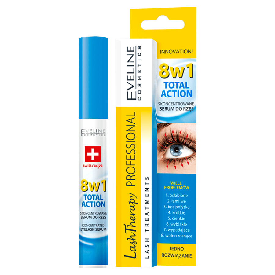 Eveline Cosmetics Lash Therapy Professional, ser concentrat pentru gene Total Action 8w1, 10 ml