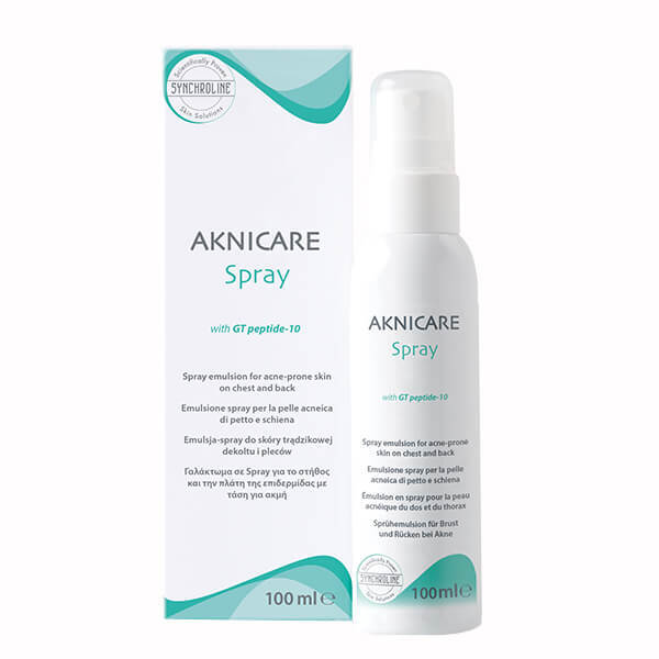 Synchroline Aknicare, emulsie spray pentru spate și decolteu cu GT-peptide 10, piele predispusă la acnee, 100 ml