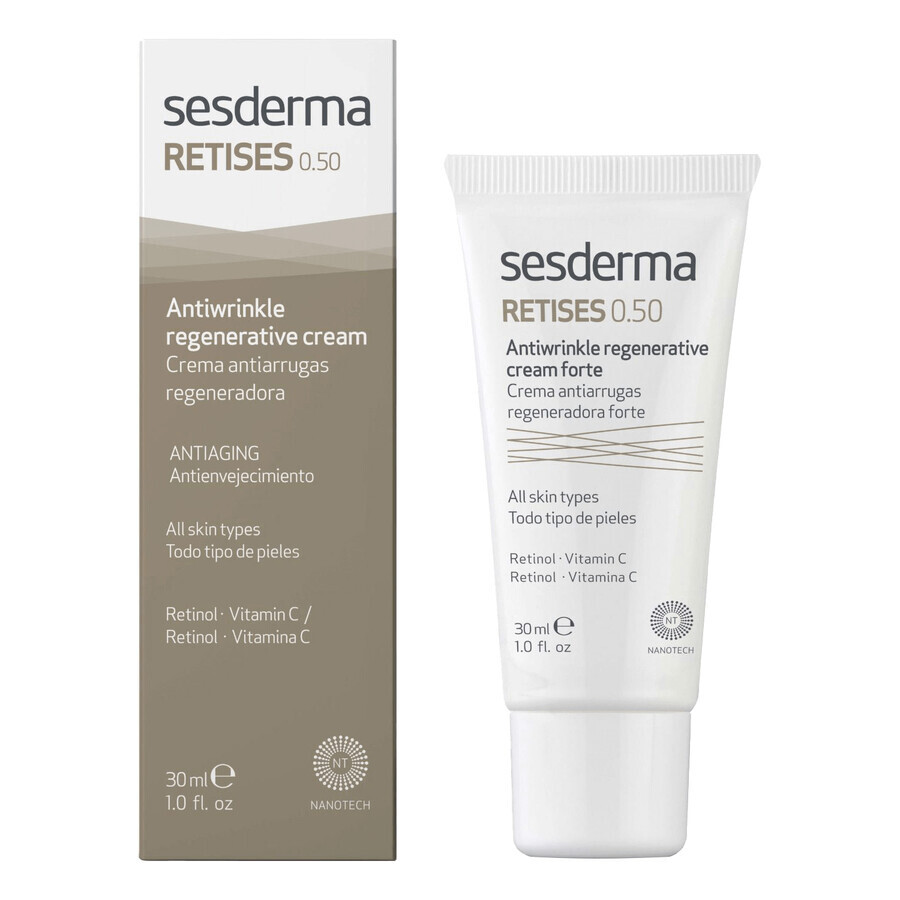 Sesderma Retises 0,5%, crema facial regeneradora antiarrugas, 30 ml