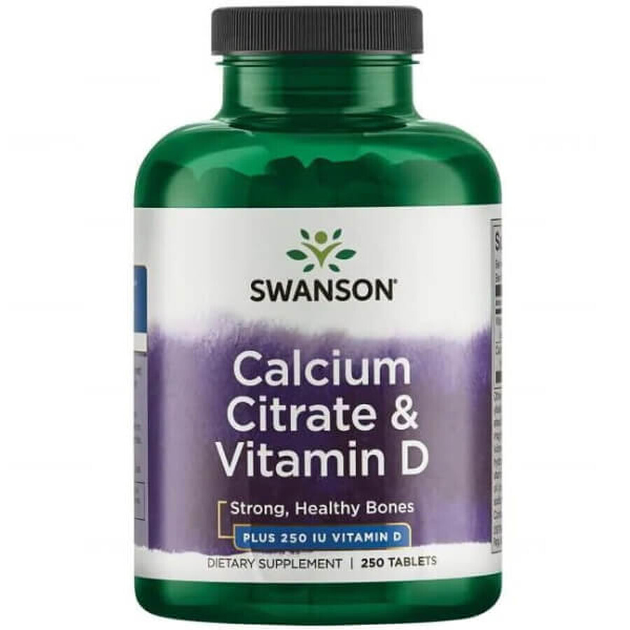 Swanson Calcium Citrate and Vitamin D, Calcium with Vitamin D3, 250 Tablets