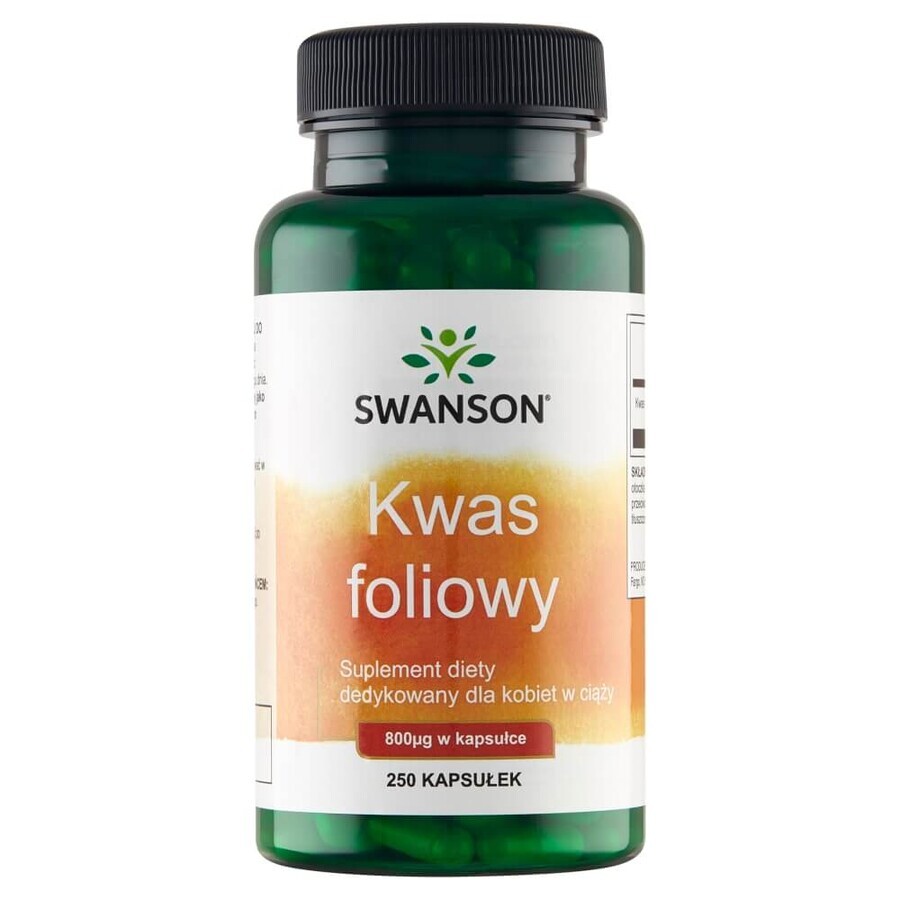 Swanson Acid folic, Acid folic 800 μg, 250 capsule