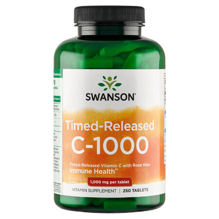 Swanson C-1000 a rilascio ritardato con rosa canina, vitamina C 1000 mg con rosa canina, 250 compresse a rilascio prolungato