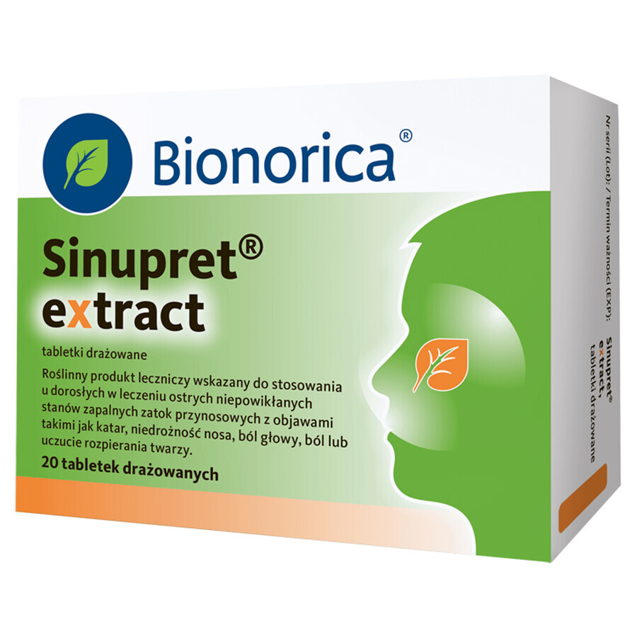 Extract Sinupret, 20 de comprimate iritate