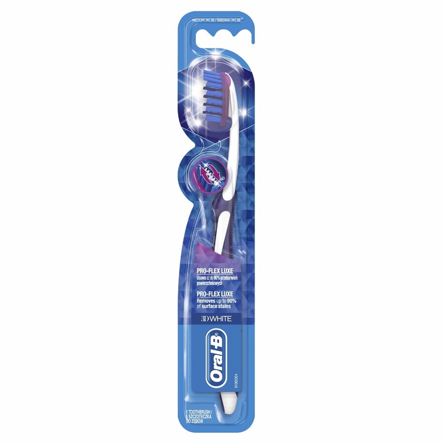 Oral-B, spazzolino, 3D White Luxe, Pro-Flex, medio, 1 pezzo