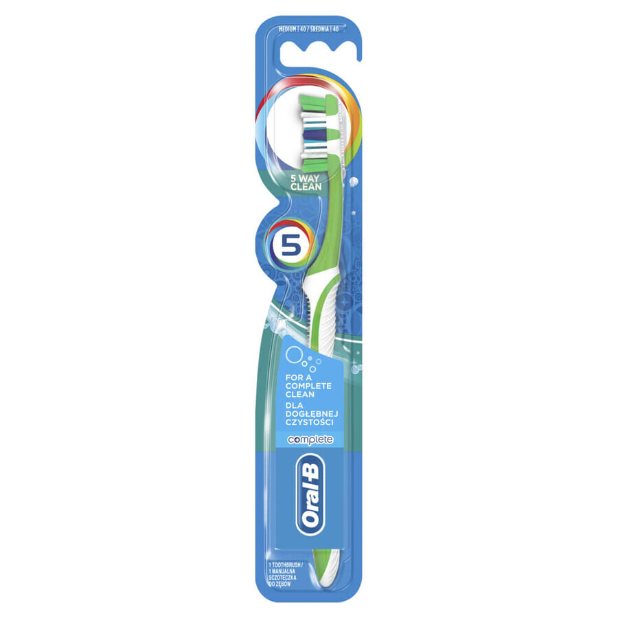 Oral-B, spazzolino, Complete 5-Way Clean, 40 Medium, 1 pezzo