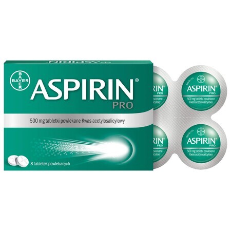 Aspirin Pro 500 mg, 8 comprimate filmate