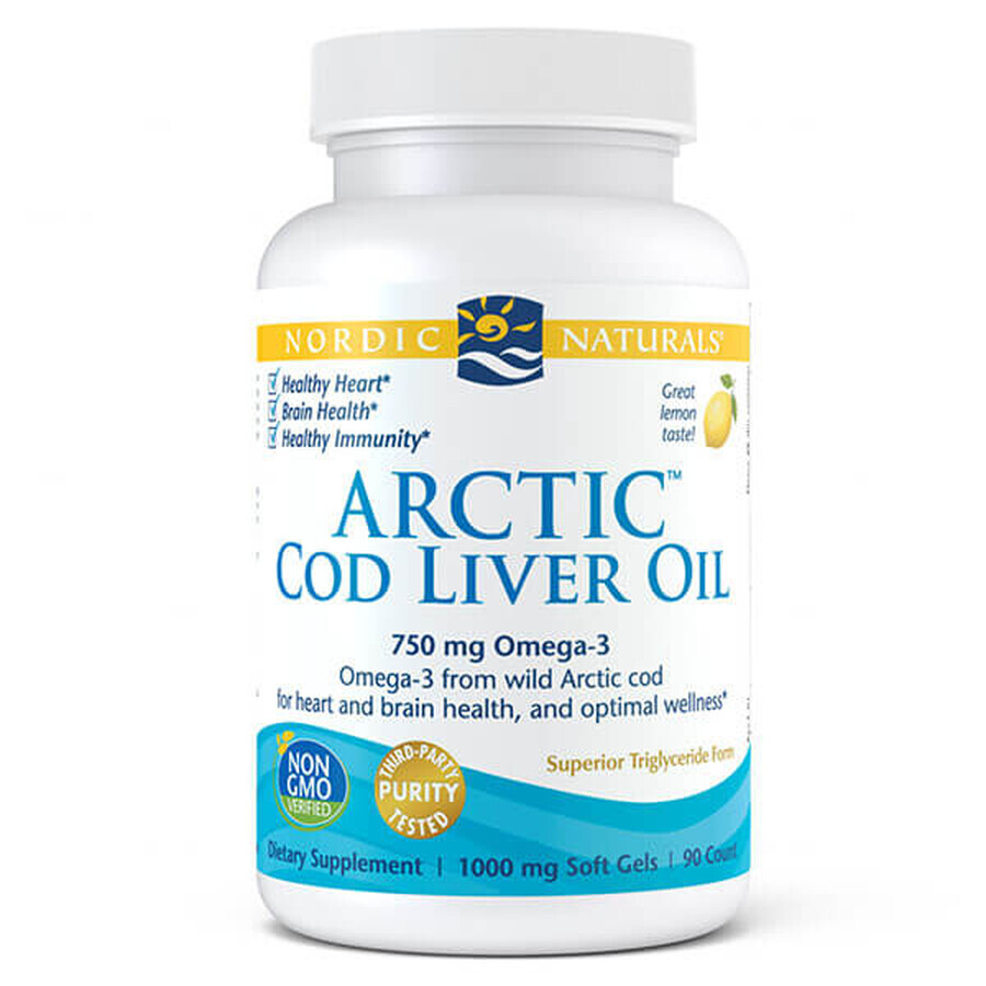 Nordic Naturals Arctic Cod Liver Oil, Zitronengeschmack, 90 Kapseln