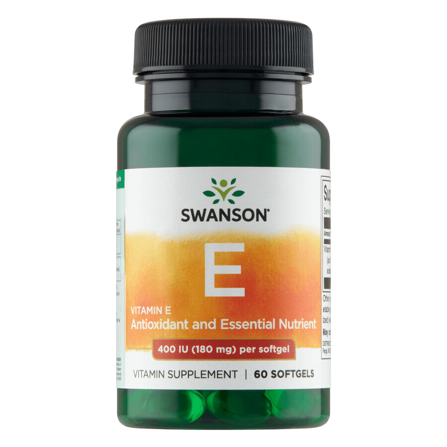 Swanson E, vitamine E 400 IU, 60 capsules de gel