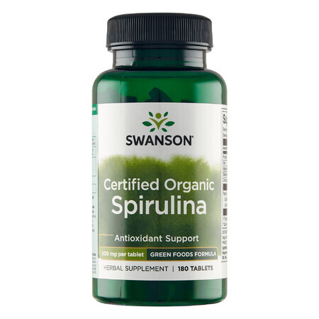 Swanson Certified Organic Spirulina, spiruline biologique, 180 comprimés