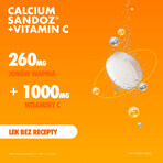 Calcium Sandoz + Vitamina C 260 mg + 1000 mg, goût orange, 10 comprimés effervescents