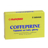 Coffepirine comprimate pentru dureri de cap 450 mg + 50 mg, 6 comprimate