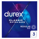 Durex Extra Safe, prezervative cu mai mult lubrifiant, întărite, 3 bucăți