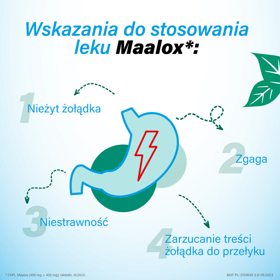 Maalox 400 mg + 400 mg, 40 compresse