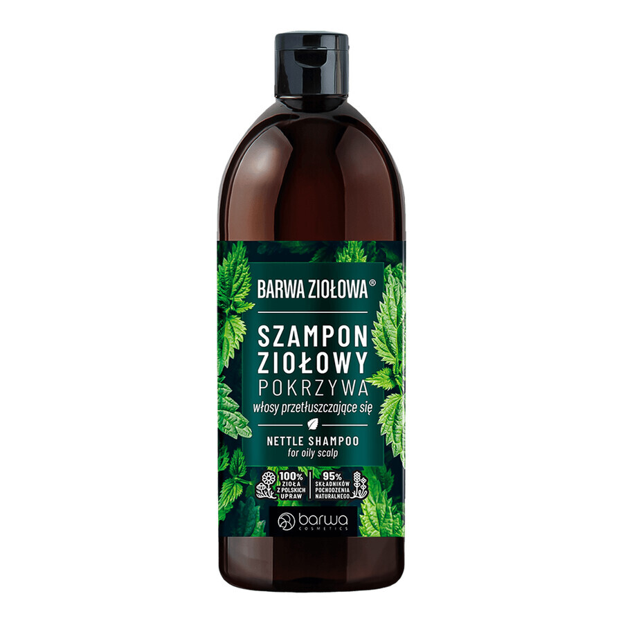 Barwa Ziołowa, shampoo all'ortica, capelli grassi, 480 ml