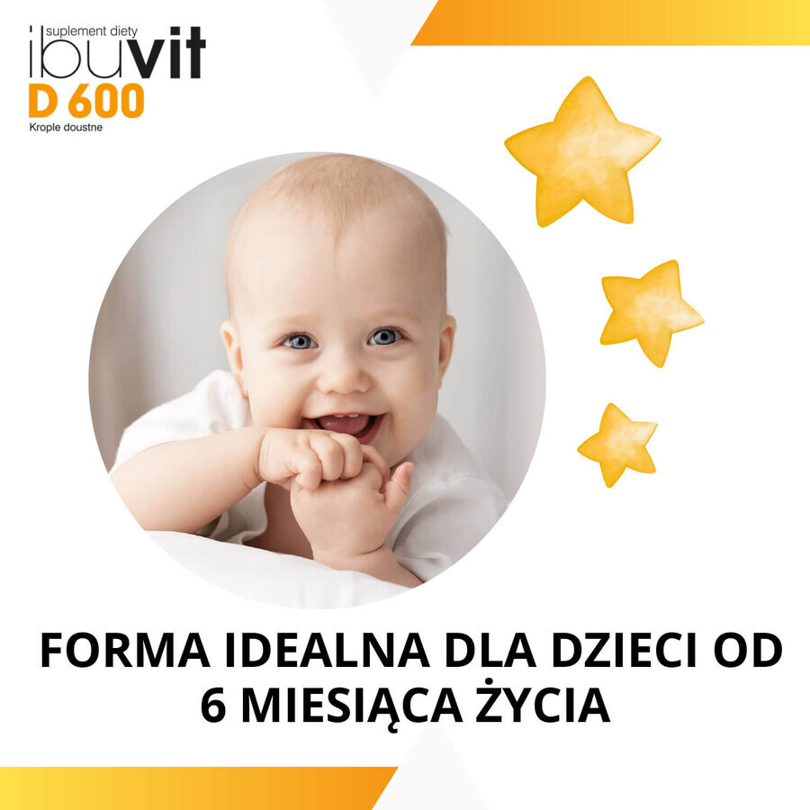 Ibuvit D 600, vitamina D pentru sugari și copii, picături orale, 10 ml