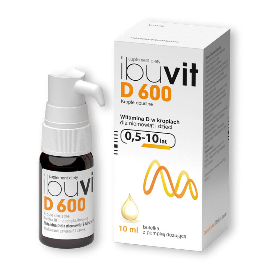 Ibuvit D 600, vitamina D pentru sugari și copii, picături orale, 10 ml