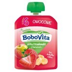 BoboVita Mousse într-un tub, măr și căpșuni cu banane, după 6 luni, 80 g