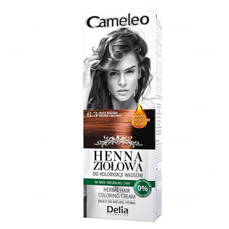 Delia Cameleo, Crema colorante all'henné, n. 6.3, tonalità castagna dorata, 75 g