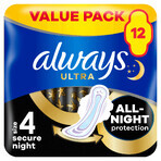 Always Ultra, șervețele igienice de noapte cu aripi, Secure Night, 12 buc