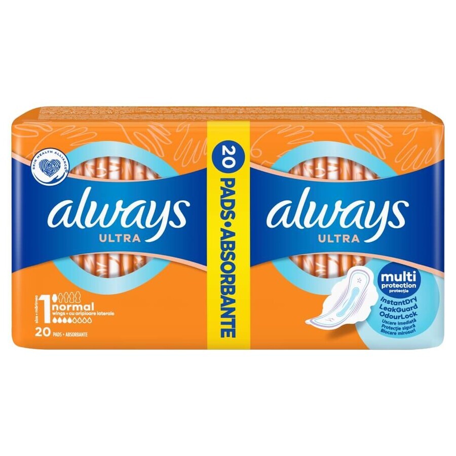 Always Ultra, prosoape igienice cu aripi, Normal Plus, 20 buc