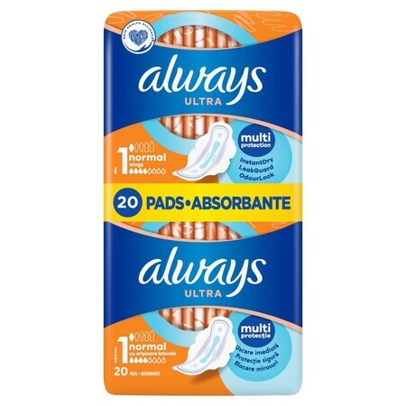 Always Ultra, prosoape igienice cu aripi, Normal Plus, 20 buc