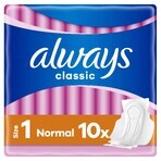 Always Classic Sensitive, prosoape sanitare cu aripi, Normal, 10 buc