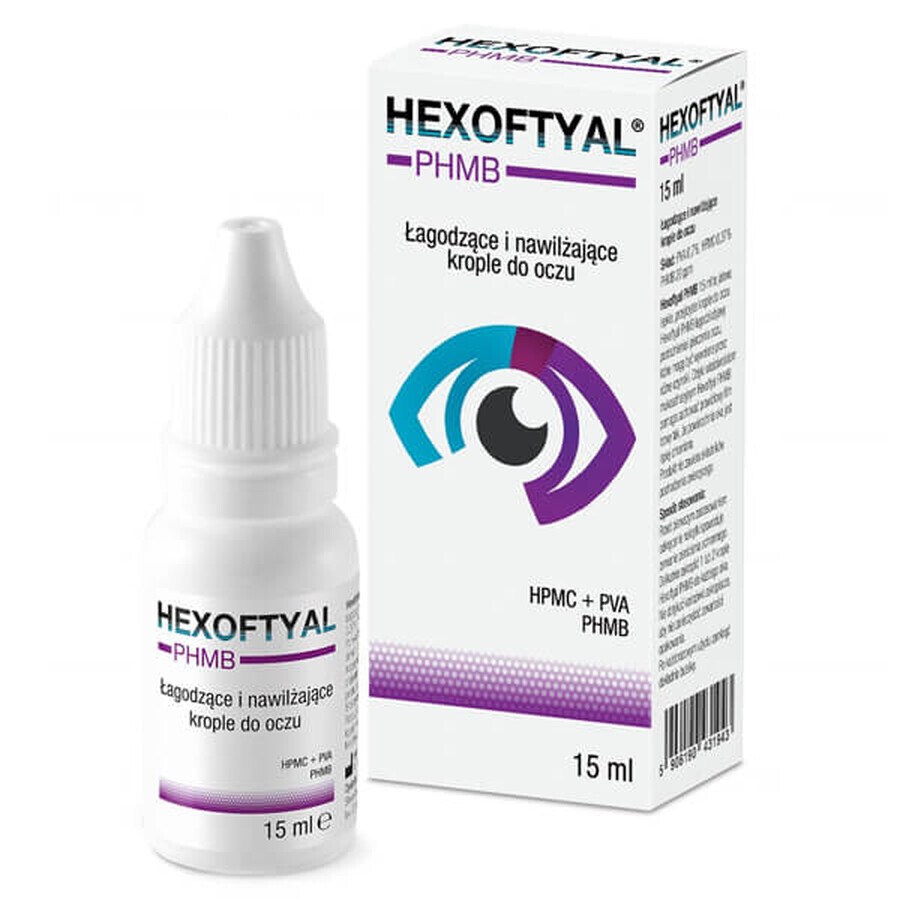 Hexoftyal PHMB, picături calmante și hidratante pentru ochi, 15 ml