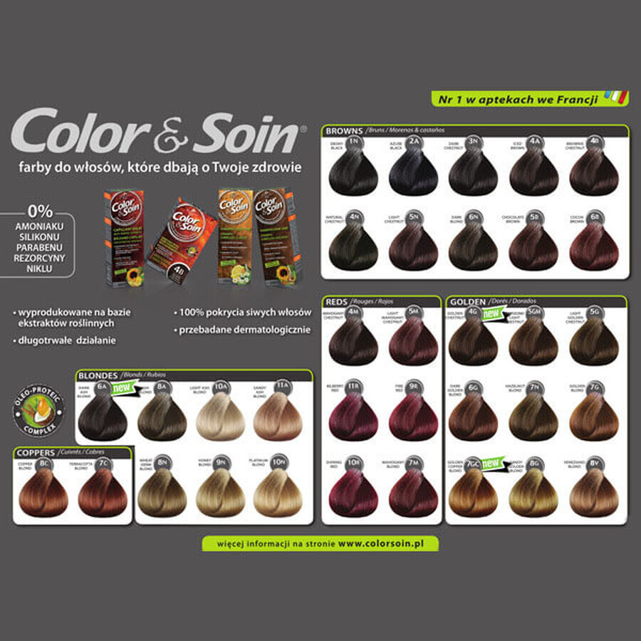 Color&amp;Soin, hair dye, 3N, dark chestnut, 135 ml