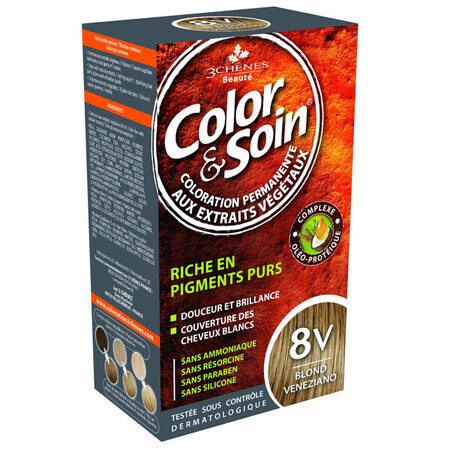 Color&amp;Soin, tintura per capelli, 8V, biondo veneziano, 135 ml